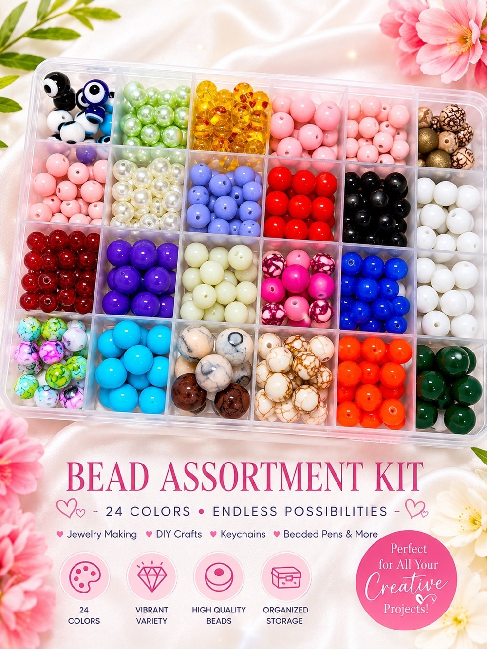 Bead Assortment Kit – Multicolor Craft Beads